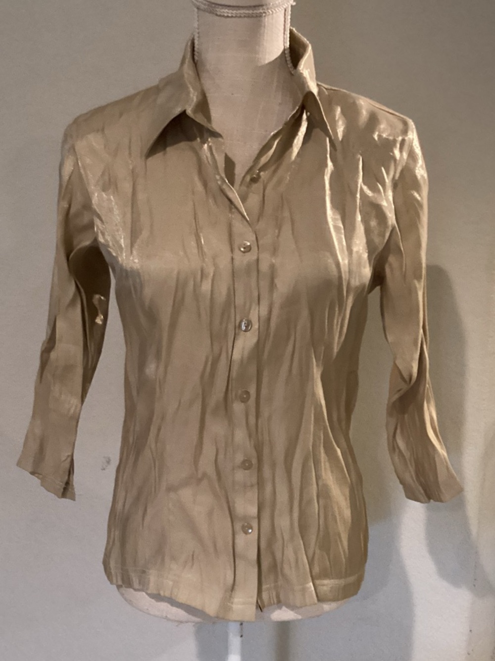 Limited Too Shimmery Light Gold Button-Front Blouse